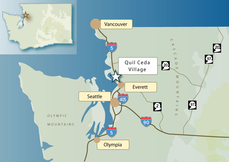 Washington State Map with Highways Courtesy of Quil Ceda Village