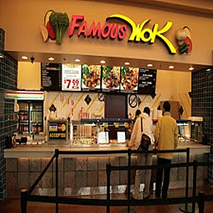 Famous Wok a Chinese fast-food chain providing a menu of familiar favorites over the counter.